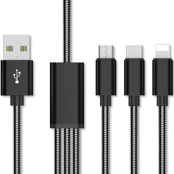 Adaptateur métal USB 3 en 1 USB-C - micro USB - Lightning*Gifi