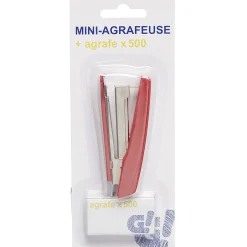 Agrafeuse mini avec agrafes x500 en 2 couleurs, rouge ou bleu*Gifi