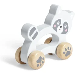 Gifi Eveil<Animal à roulettes raton laveur en bois gris H12cm