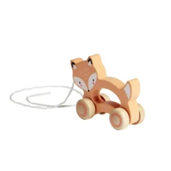 Gifi Eveil<Animal à roulettes renard en bois orange H12cm