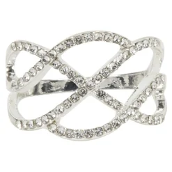 Sale Gifi Bague entrelacé strass argenté