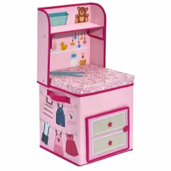 Gifi Jeux D'Imagination Et D'Imitation<Boîte de rangement 2en1 table à langer rose pour enfant