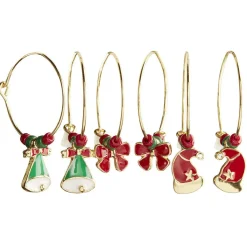 Discount Gifi Boucle d'oreille créole Noël avec pendentif fantaisie x3