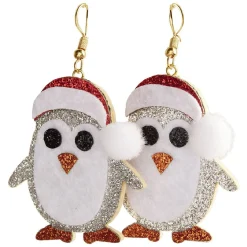 Outlet Gifi Boucle d'oreille Noël forme pingouin argenté