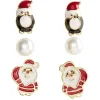 Discount Gifi Boucle d'oreille Noël x3 perle - pingouin - Père Noël