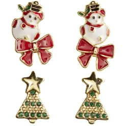 Outlet Gifi Boucle d'oreille Noël x3 sapin - noeud papillon - bonhomme de neige