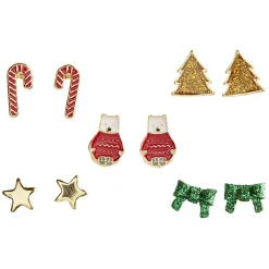 Sale Gifi Boucle d'oreille Noël x5 sapin - étoile - noeud - ours - sucre d'orge
