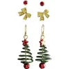 New Gifi Boucle d'oreille x3 arbre de Noël - noeud papillon - strass