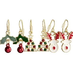 Discount Gifi Boucle d'oreille x3 arbre de Noël - renne - houx
