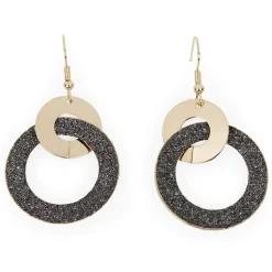 New Gifi Boucles d'oreilles Créoles double noir et doré