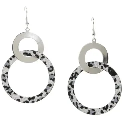 New Gifi Boucles d'oreilles Créoles double décor léopard