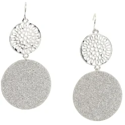 Clearance Gifi Boucles d'oreilles double disque filigrane pailleté
