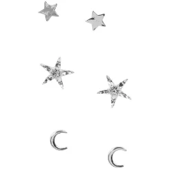 Discount Gifi Boucles d'oreilles lune étoile - Lot de 3 paires