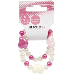 Outlet Gifi Bracelet blanc et rose avec coeur x2