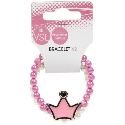 Hot Gifi Bracelet blanc et rose x2