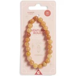 Hot Gifi Bracelet crystal fin 24 perles aventurine rouge - Courage