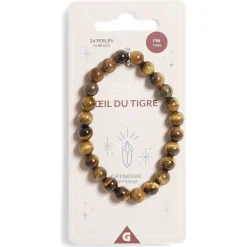New Gifi Bracelet crystal fin 24 perles oeil du tigre marron - Optimisme