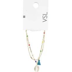 New Gifi Bracelet à 2 rangs médaille et pompon