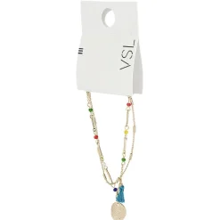 New Gifi Bracelet à 2 rangs médaille et pompon