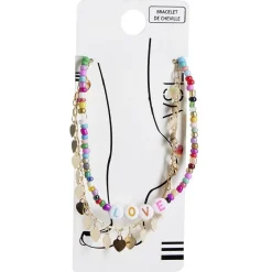 Clearance Gifi Bracelet 2 rangs pampilles dorées et perles avec mot LOVE multicolore