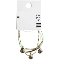 Online Gifi Bracelet 3 rangs perles et coquillages vert et doré