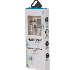 Cable de recharge magnétique 3 en 1 gris argenté*Gifi New