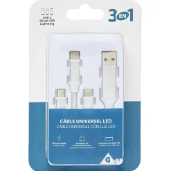 Cable LED 3 EN 1 universel*Gifi Online
