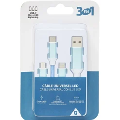 Cable LED 3 EN 1 universel*Gifi Online