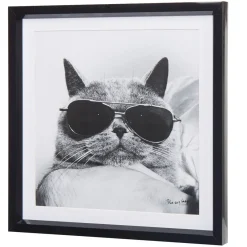 Gifi Cadre déco chat à lunettes noires