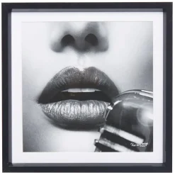 Gifi Cadre déco visage de femme avec bouche noir et blanc