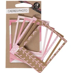 Gifi Cadre photo en carton décor rose x6