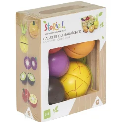 Gifi Jeux D'Imagination Et D'Imitation<Cagette du Maraîcher fruits et légumes bois 7 pièces