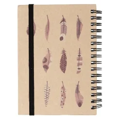 Cahier A6 kraft décor plumes 70 pages*Gifi