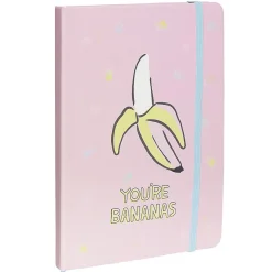 Cahier avec élastique latéral format A5 motif banane*Gifi