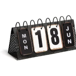 Gifi Calendrier perpétuel style industriel métal et bois