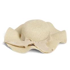 Clearance Gifi Capeline ondulée beige ruban floral papier Ø40cm