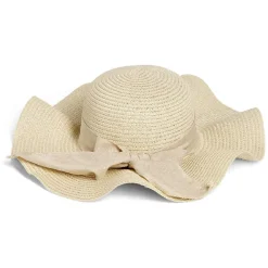 Clearance Gifi Capeline ondulée beige ruban floral papier Ø40cm