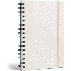 Carnet spirale A5 avec élastique 15x21cm couverture sable 160 pages*Gifi Outlet
