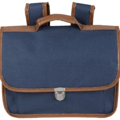 Outlet Gifi Cartable maternelle bleu foncé avec liseré marron
