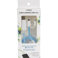 Câble de charge USB 2en1 lumineux 1M*Gifi Outlet