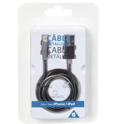 Câble Lightining métal Noir charge rapide pour iPhone et iPad*Gifi Hot