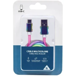 Câble USB-C multicolore charge et transfert de données*Gifi Best