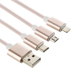 Câble USB 3 en 1 avec connecteurs USB-C/micro USB/Lightning*Gifi