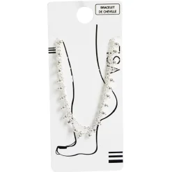 Discount Gifi Chaîne de cheville 2 rangs maille fine et perles argenté
