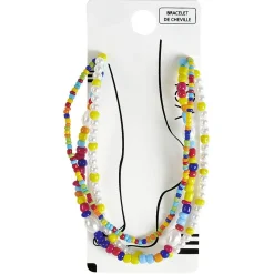 Sale Gifi Chaîne de cheville 3 rangs perles multicolore