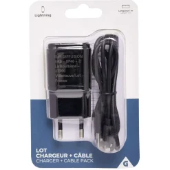 Chargeur lightning prise secteur et câble 1 m*Gifi New