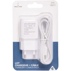 Chargeur micro usb prise secteur et câble 1 m*Gifi Clearance