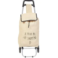 Discount Gifi Chariot de courses avec sac en toile de jute