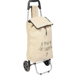 Discount Gifi Chariot de courses avec sac en toile de jute