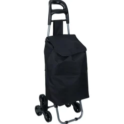 Online Gifi Chariot de courses, 2 roues triples, polyester noir - L.40xl.33xH.92